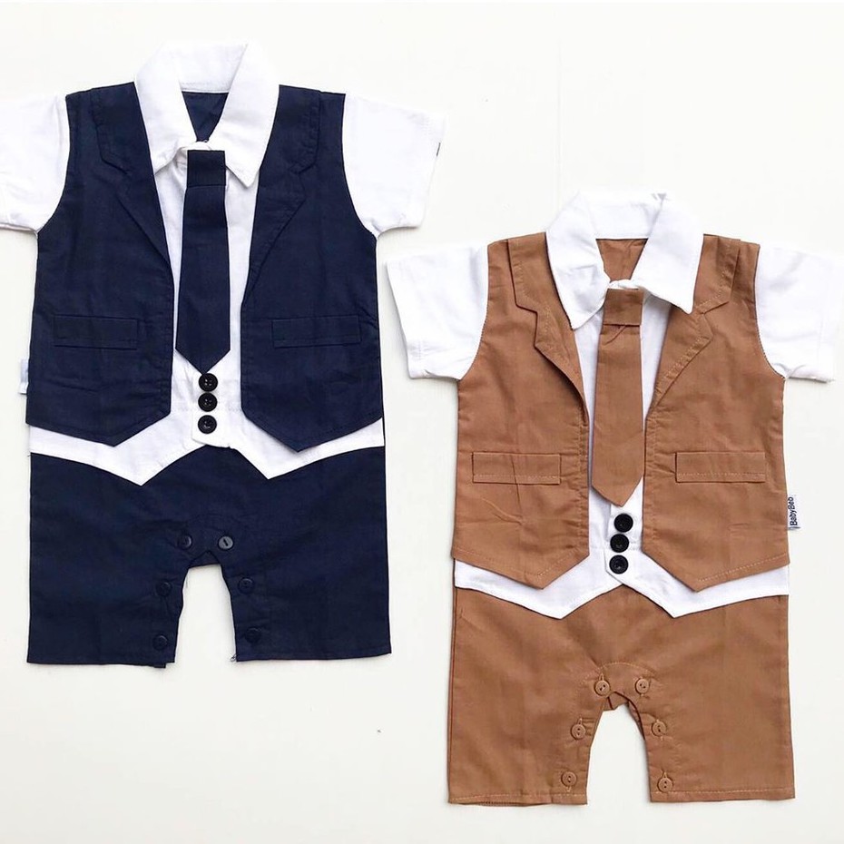 AARON TUXEDO Jumper Baju Pesta Kondangan Kemeja Anak Bayi Formal Terlaris Lucu Murah babeebabyshop