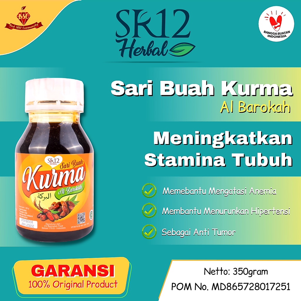 

Sari Buah Kurma SR12 I Sari Kurma Asli Original I SOLUSI Menjaga Stamina Tubuh Dan Menurunkan Tekanan Darah Tinggi