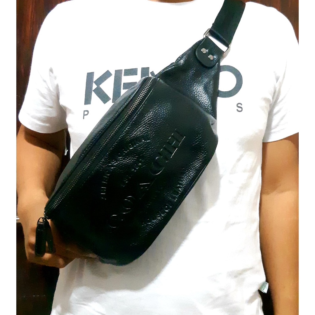 TAS SELEMPANG KULIT ASLI / WAIST BAG IMPORT KULIT ASLI UNISEX - C0ACH