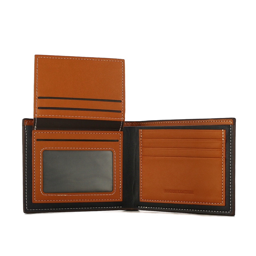 TOKOKOE - Dompet Pria model Tidur bahan Kulit Dompet Lipat - BOGESI Tango Bravo Alpha Black Brown