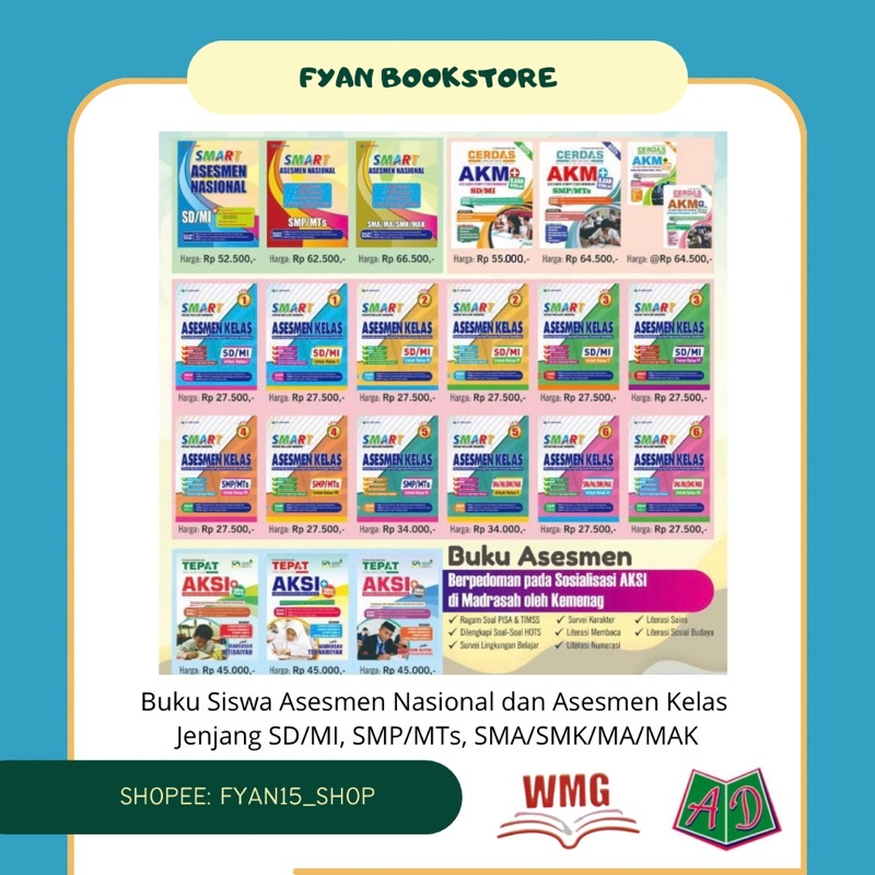 Fyan Book Store: Buku Siswa SMART Asesmen Kelas dan Asesmen Nasional untuk SD/MI, SMP/MTs, SMA/SMK/M