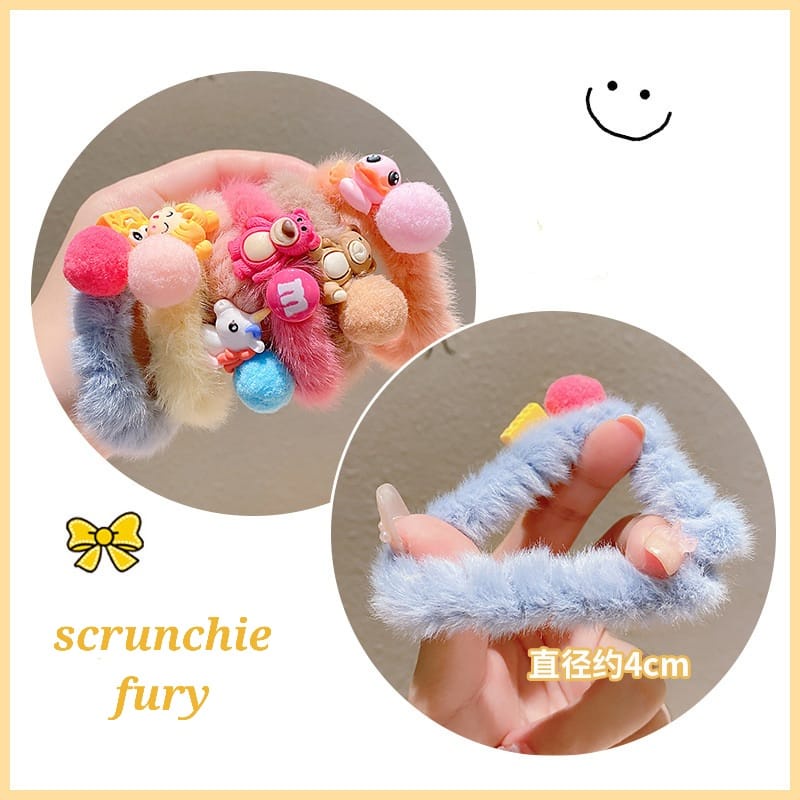 SCRUNCHIE FURY KARET RAMBUT IKAT RAMBUT FASHION KOREA IMPORT AKSESORIS