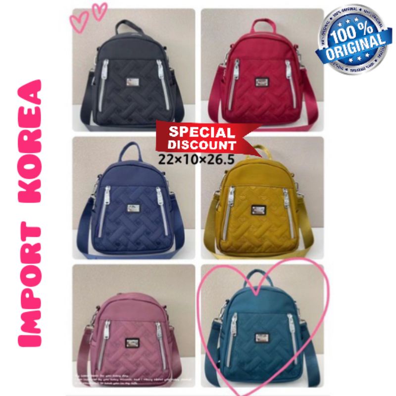 ORIGINAL Tas Ransel Ernes Angeline Free Dustbag Import KOREA Elegan Design Tebal Anti Air