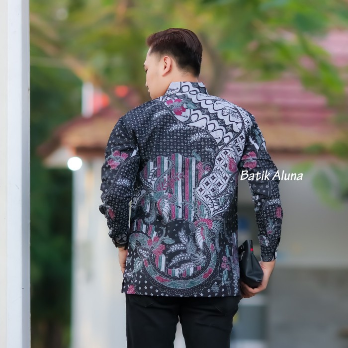 Atasan Batik Pria Lengan Panjang Baju Kemeja Batik Pria Lengan Panjang Premium Jumbo ASD 112