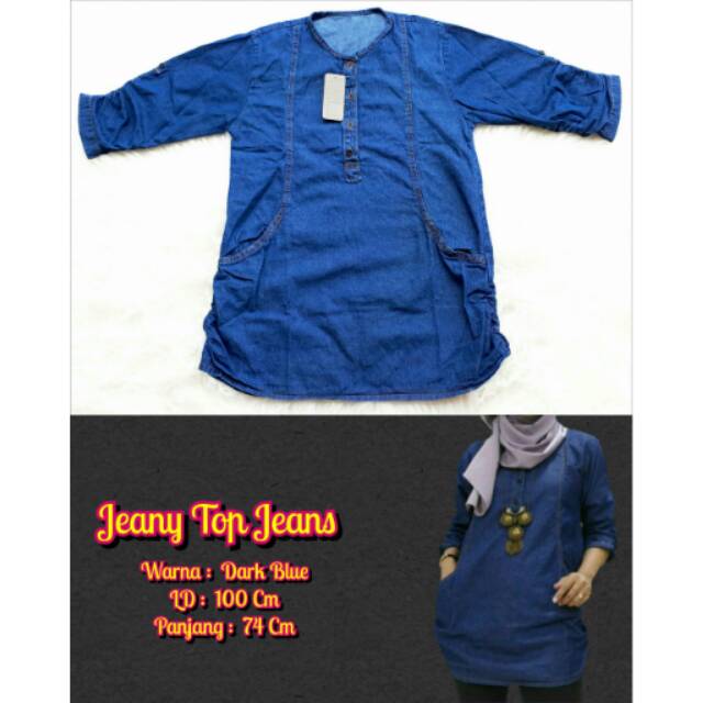 Atasan Jeany Top Jeans Dark Blue