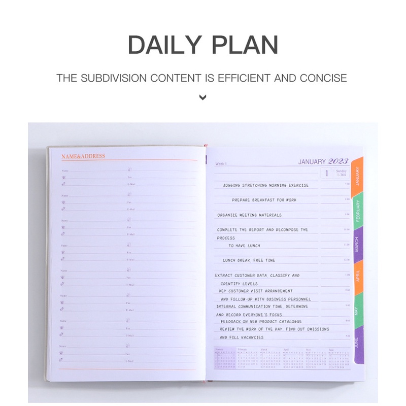 2023 A5 Buku Notebookagenda Harianmingguanbulanan Cover Kulit PU Multi Warna 310 Halaman