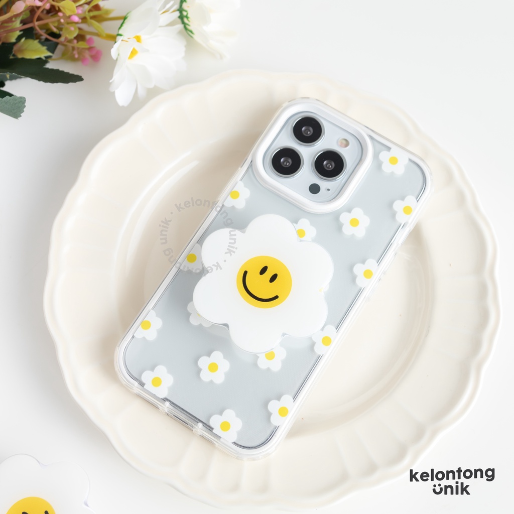 For iPhone - 2 in 1 Daisy Shockproof Case + Griptok/ Flower Case