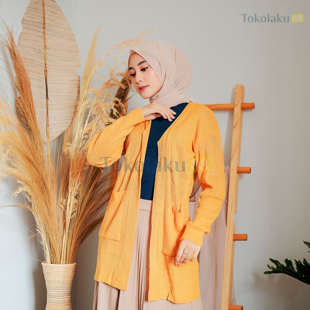 Cardigan Panjang Rajut Oversize Wanita Belle Tebal Long Cardi Premium Not GFS