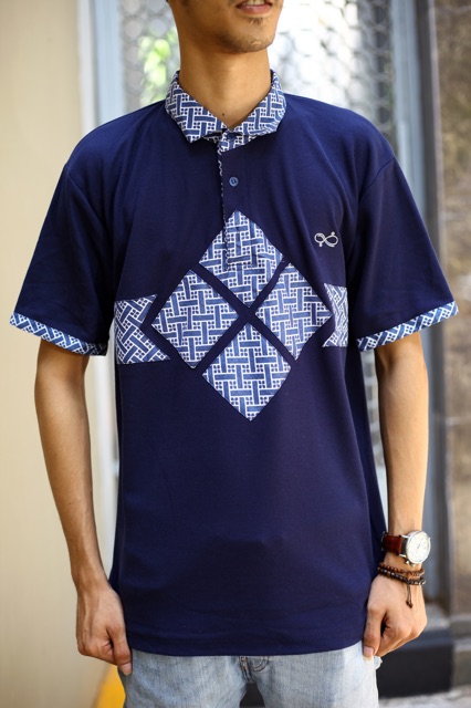 Loyal Kaos Polo Batik Navy Modern Pria M L XL XXL