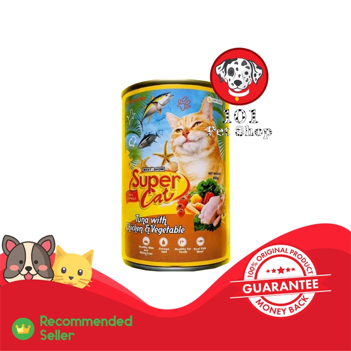 MAKANAN KUCING SUPER CAT TUNA WITH CHICKEN &amp; VEGETABLE 400GR