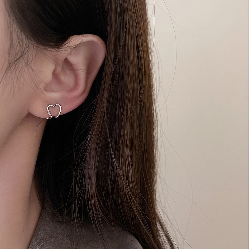 Anting Tusuk Silver Simple Gaya Punk Korea Untuk Wanita