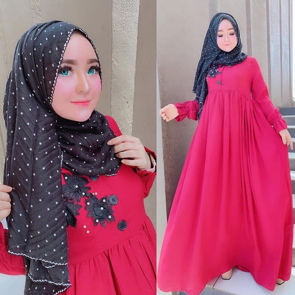 MELISA DRESS Bahan Moscrepe Pakaina Wanita Gamis Panjang Terusan Gamis Wanita Dress Mulim Terbaru