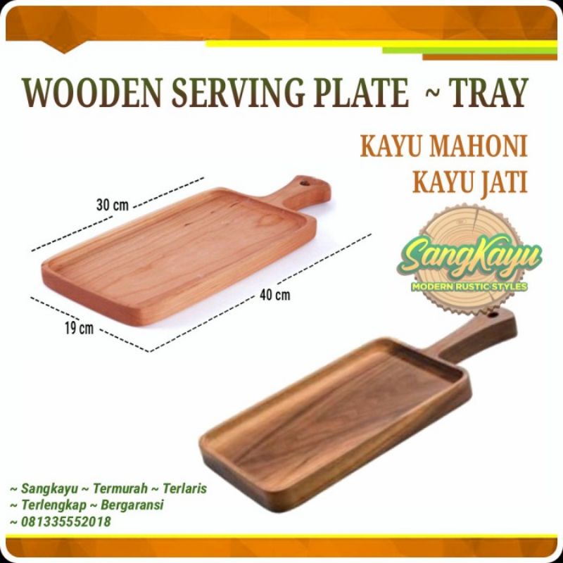 Nampan kayu jati mahoni Wood serving plate kayu talenan piring saji - Kayu mahoni