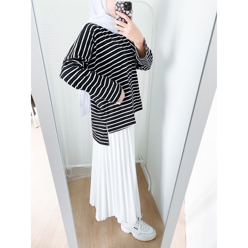 Bymeldev Stripes Top Kaos Lengan Panjang Salur Nonbusui dan Busui