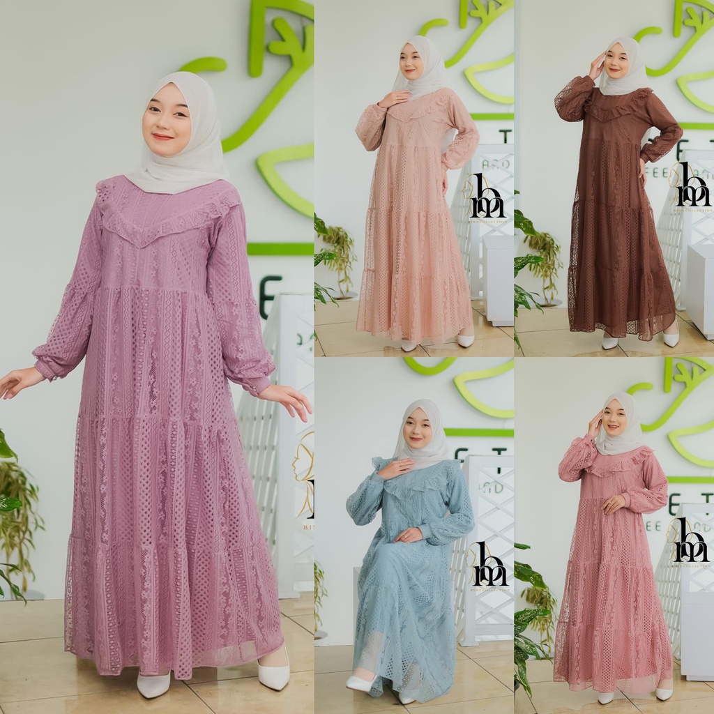 DRESS BRUKAT MIX CERUTY AGINTA BERLMIRS DAN SATIN MAXMARA BURKAT MARWAH velvet mix brokat full brukat crystal pesta kondangan mewah