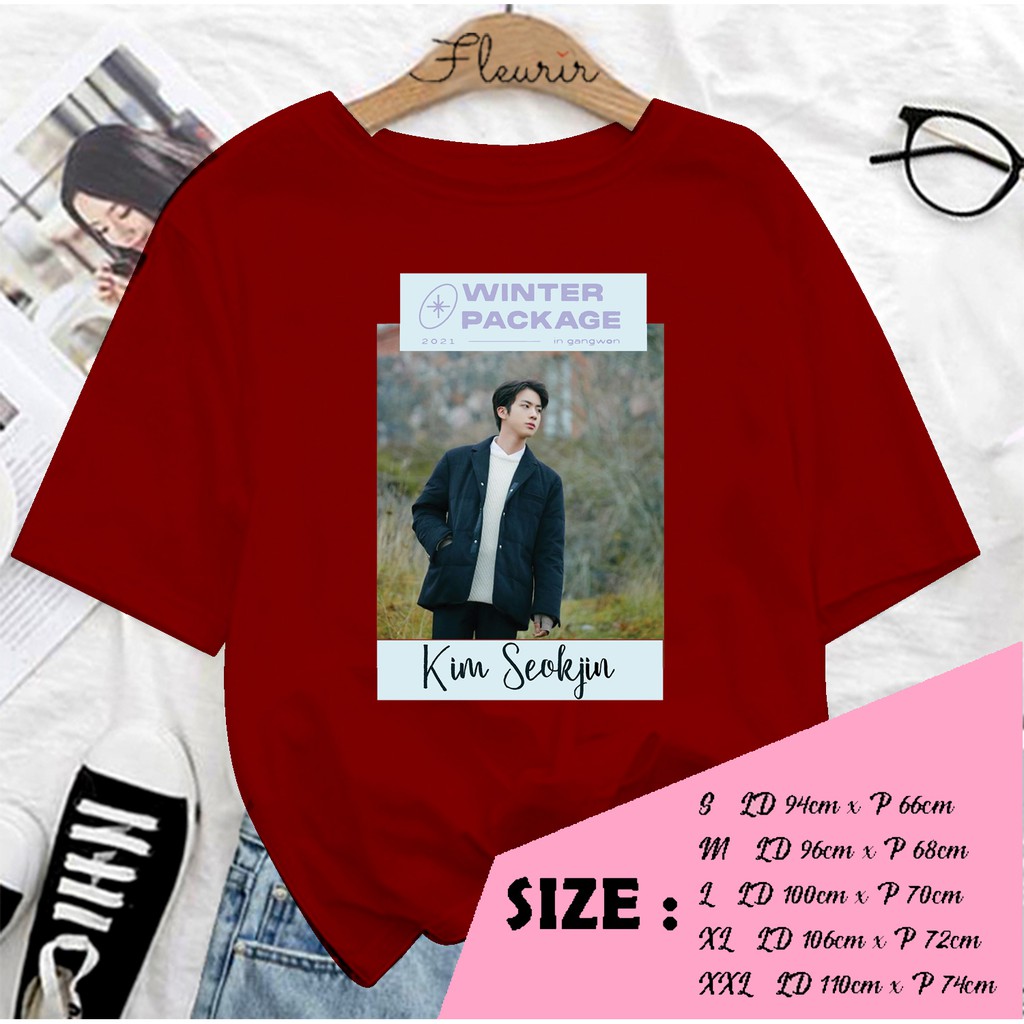 FLEURIR - KAOS SEOKJIN  WINTER PACKAGE WANITA DEWASA LENGAN PENDEK TEE UNISEX OVERSIZE JUMBO