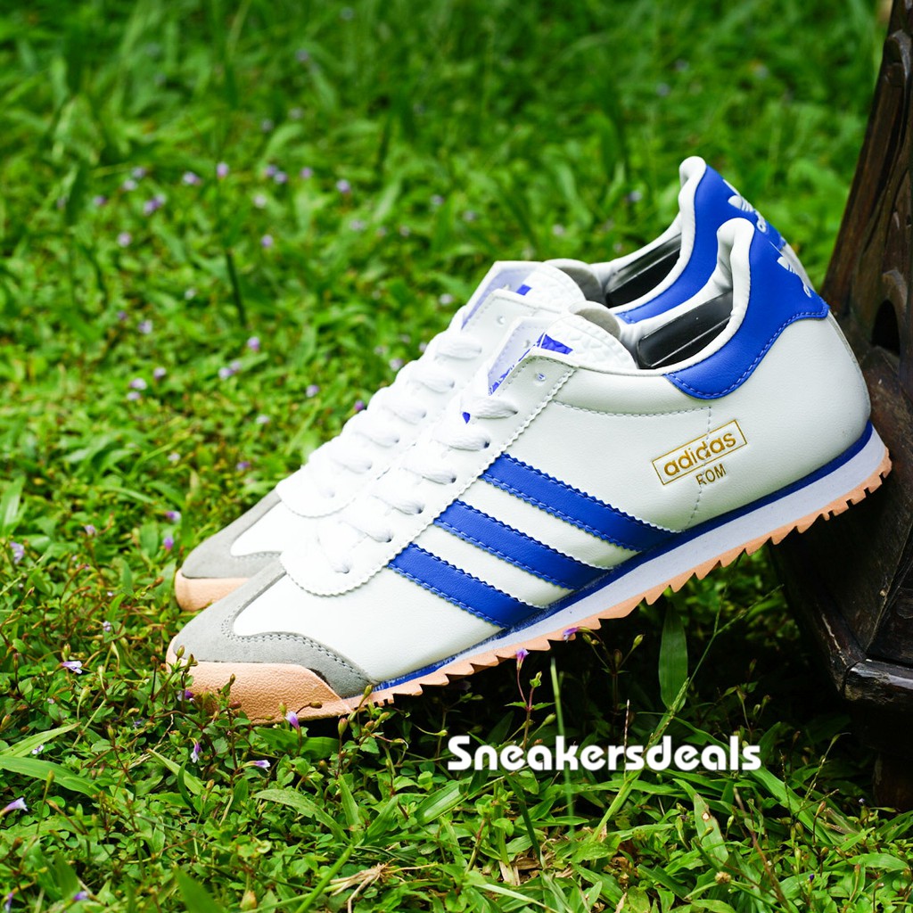 Adidas ROM Putih List Biru Sepatu Sneakers Pria