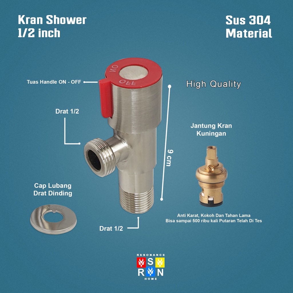 Kran Shower Single SUS 304 I Stop Keran Cabang Stainles Steel Resonance Home