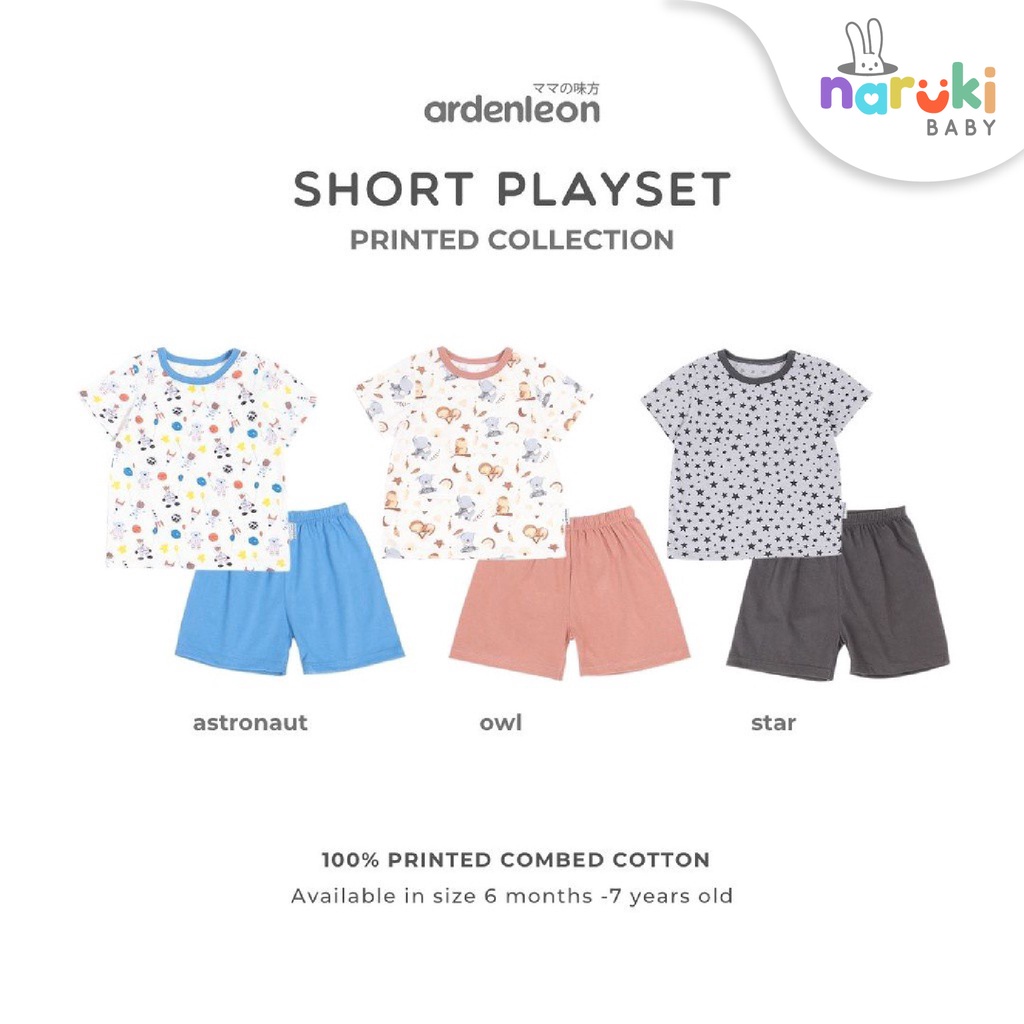 Ardenleon Short Playset Astronot Owl Star Arden Leon Baju Setelan Anak