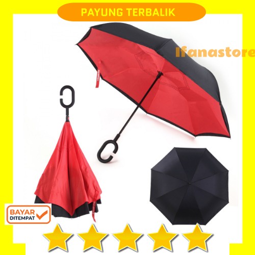 KAZBRELLA PAYUNG TERBALIK GAGANG C / REVERSE UMBRELLA / PAYUNG MODERN / PAYUNG TERBALIK GEN 2 BESAR