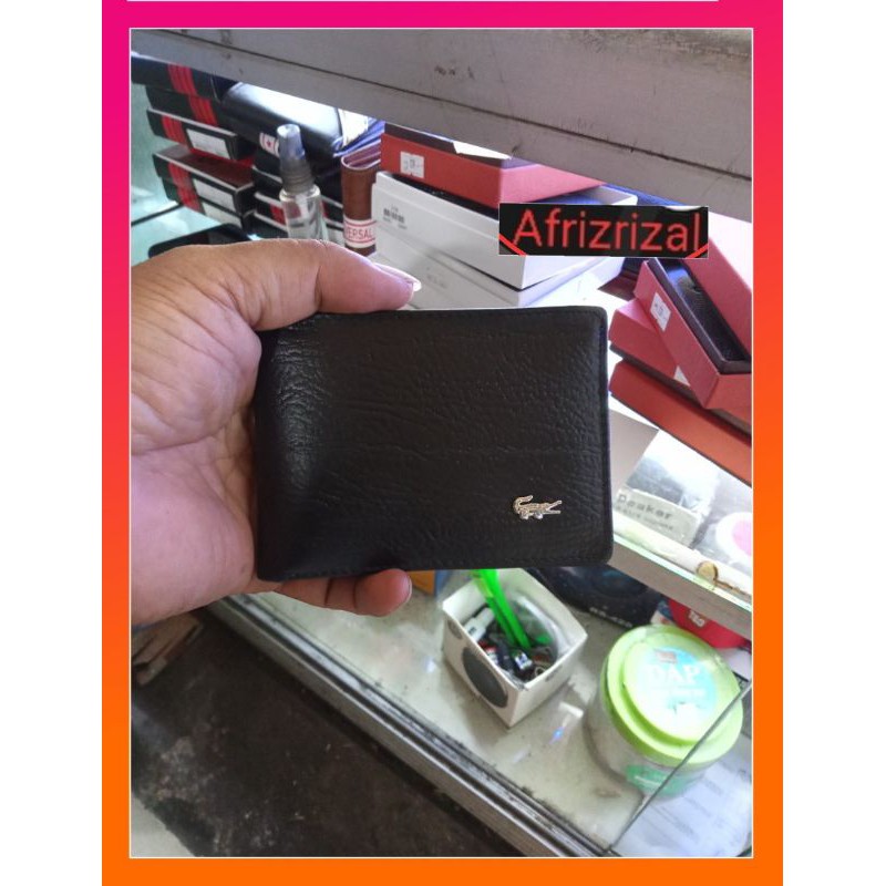 AFRIZRIZAL Dompet Kulit Pria Tipis Mini Slim Wallet (Kulit Sapi Asli) MOTIF SERAT KAYU