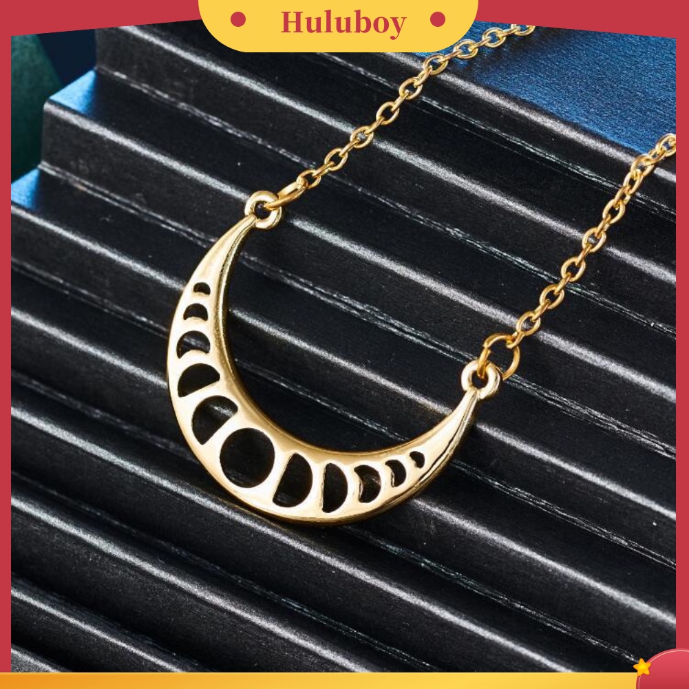 Hu Hu Hu Hu Hu Alat Bantu Pasang Kacamata♡ Kalung Rantai Dengan Liontin Bulan Sabit Hollow Untuk Wanita