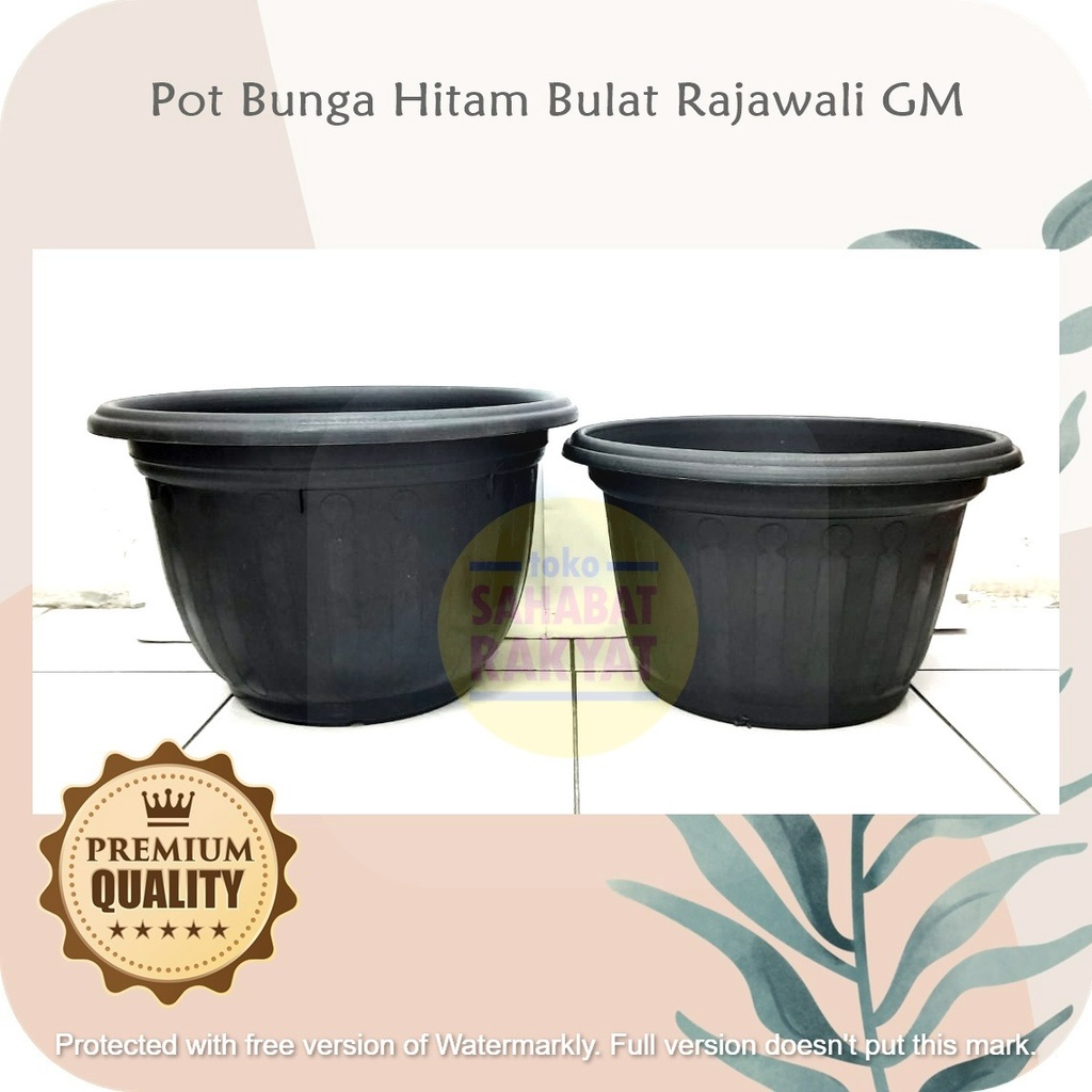 RML764Y2 - Pot Bunga Bulat Hitam Rajawali GM