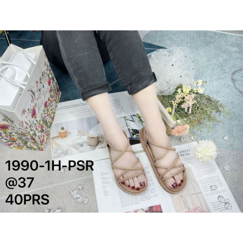 ⚡PROMO 6.6 Big Sale⚡Sandal Wanita Terbaru Karet Jelly Gladiator Ballance 1990 || COD Sendal Tali✨-Mocca