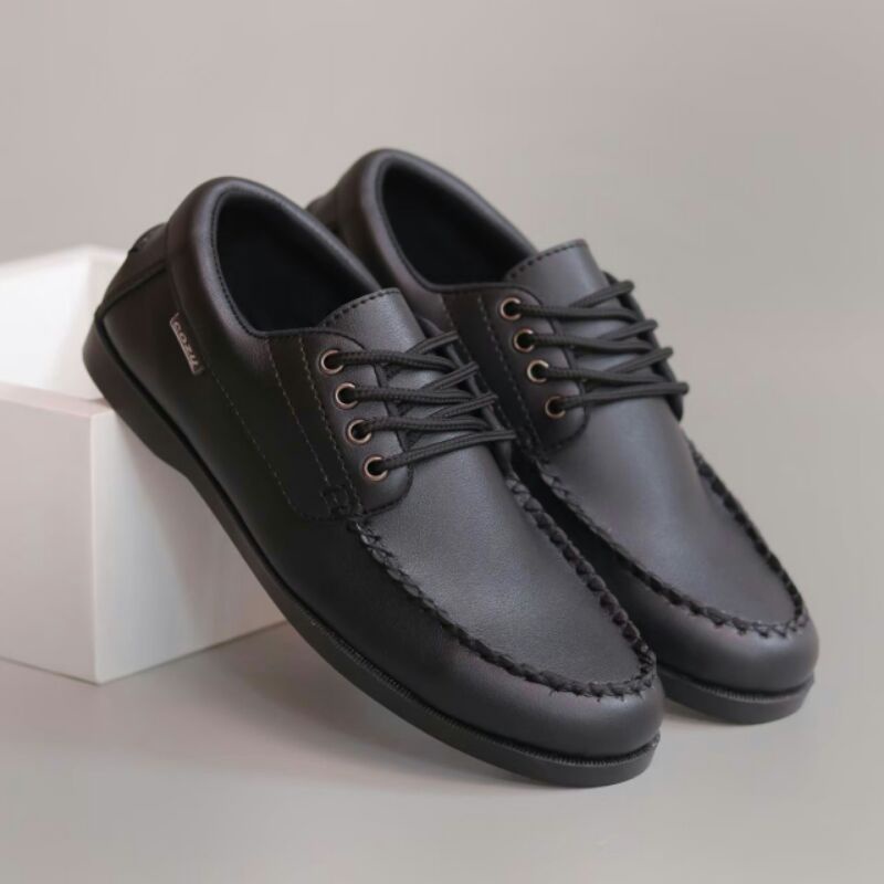 CERIS X OREGON BLACK - SepatuFormal Pantofel pria Resmi Formal Hitam Tali Kulit Syntetis Casual Kasual Kantor Kuliah Gereja Pesta Kondangan Kerja PNS Guru - Sepatu Formal Pria Terbaru Murah Terlaris