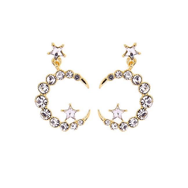 LRC Anting Tusuk Fashion Platinum S925 Sterling Silver With Diamond Star Earrings F89203