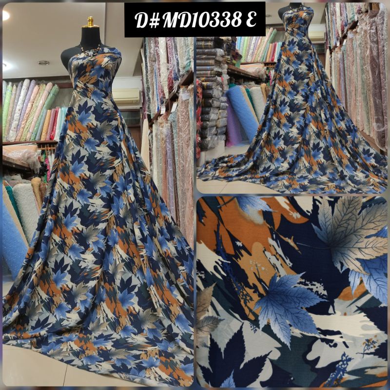 Kain Maxmara Lux print Motif Daun Abstrak D#MD10338 E