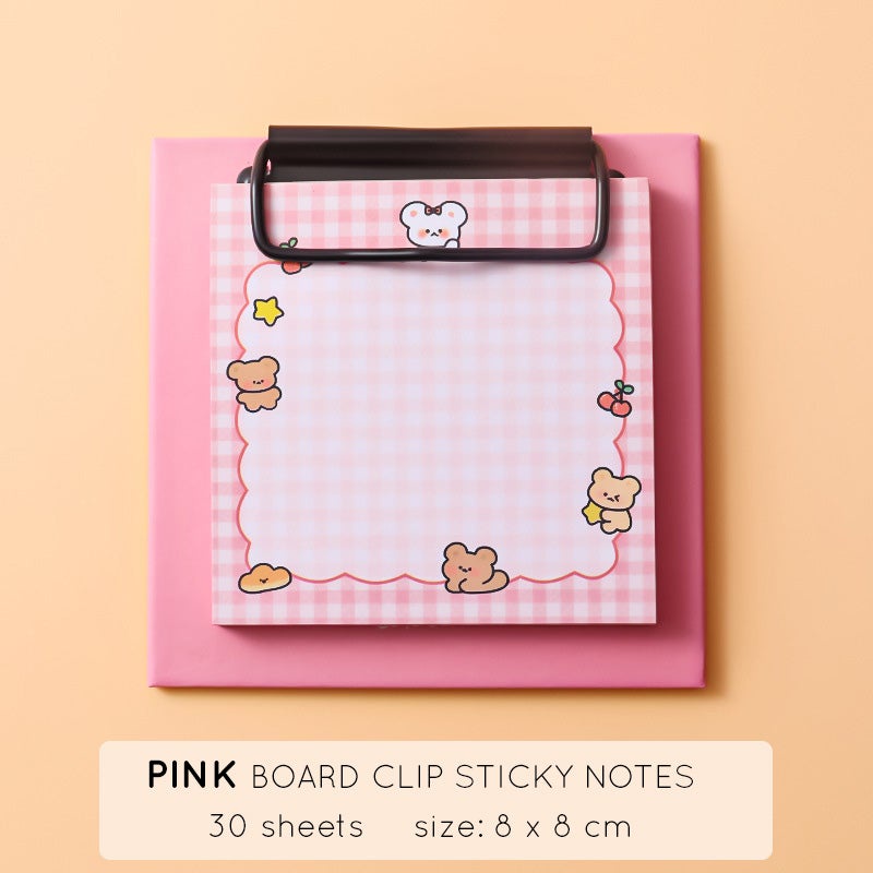 Board Clip Sticky Notes Papan Klip Memo Karakter Lucu Unik DCA0821-Pink