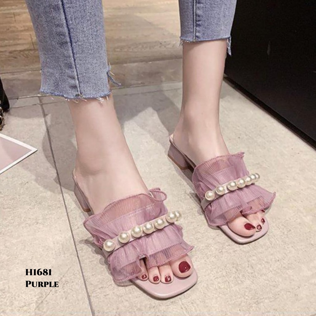 WYN  HIGH HEELS RUFFLED PEARL KOREA H1681