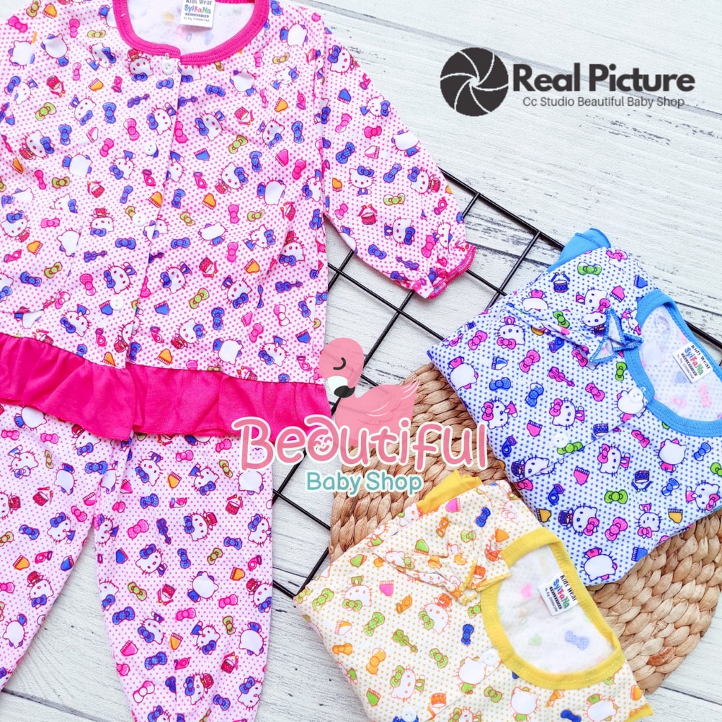 Setelan Bayi Panjang Hello Kitty / Setelan Piyama Bayi Perempuan / Baju Bayi Panjang Merk Syifana