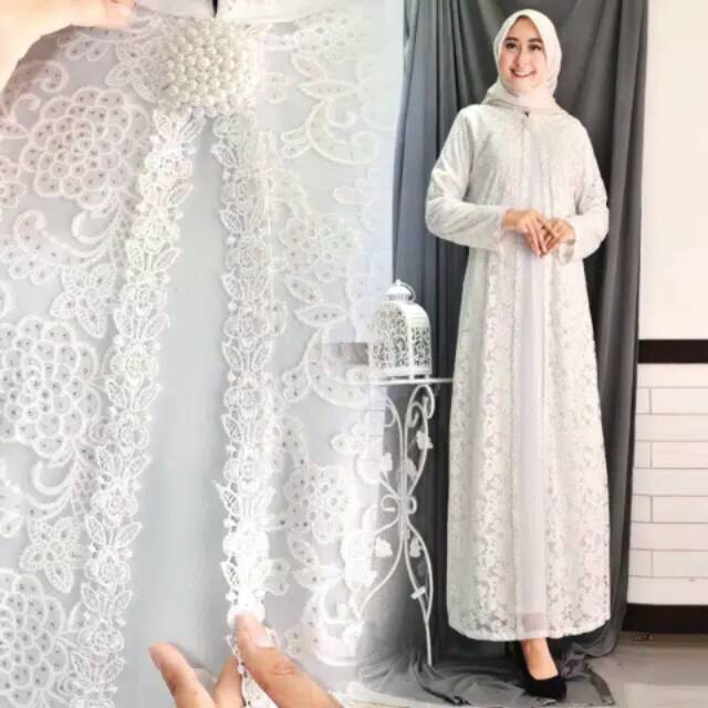 Baju Gamis Putih/ Busana Muslim wanita/ Baju Gamis Putih
