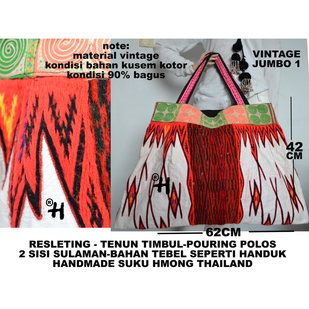 TAS BOHO/TAS KHAS SUKU HMONG/SUKU THAILAND/ TAS HANDMADE/TAS JUMBO/TAS BORDIRAN MAWAR/tas bordiran i