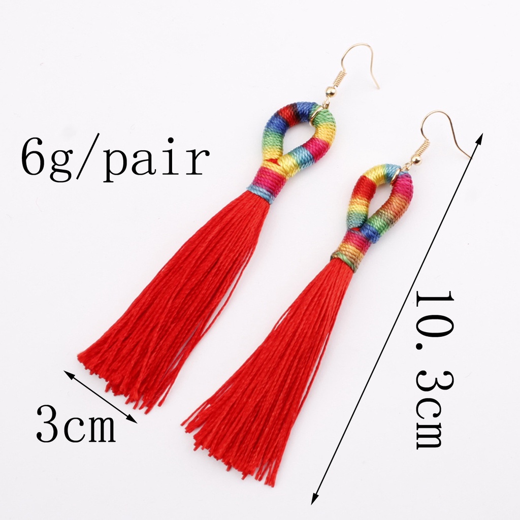 Panjang fringe anting-anting fashion Eropa dan Amerika besar merek aksesoris trendi wanita warna-war