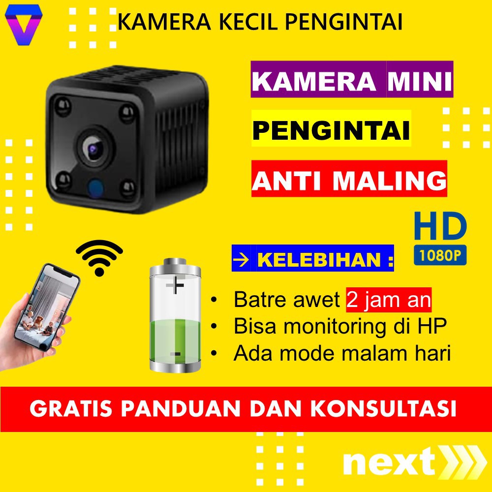 KAMERA CCTV MINI TERSEMBUNYI TANPA KABEL CAMERA KECIL PENGINTAI SPY CAM HIDDEN CAMERA PENGINTIP J106