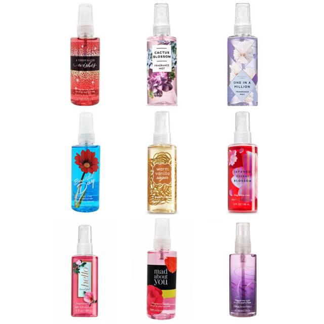 Fragrance body mist bath body works travel size 88ml ready stock jaminan original