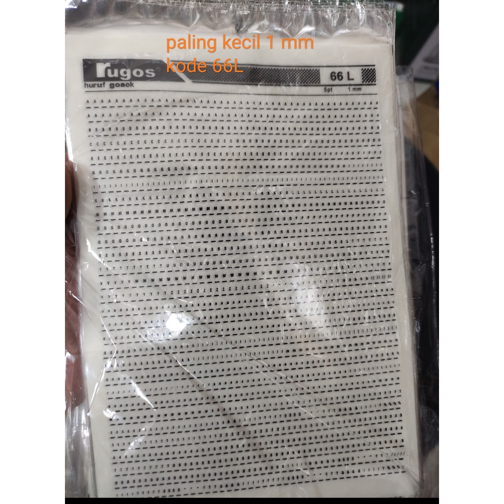 

rugos angka huruf 1 mm kode 66 L paling kecil