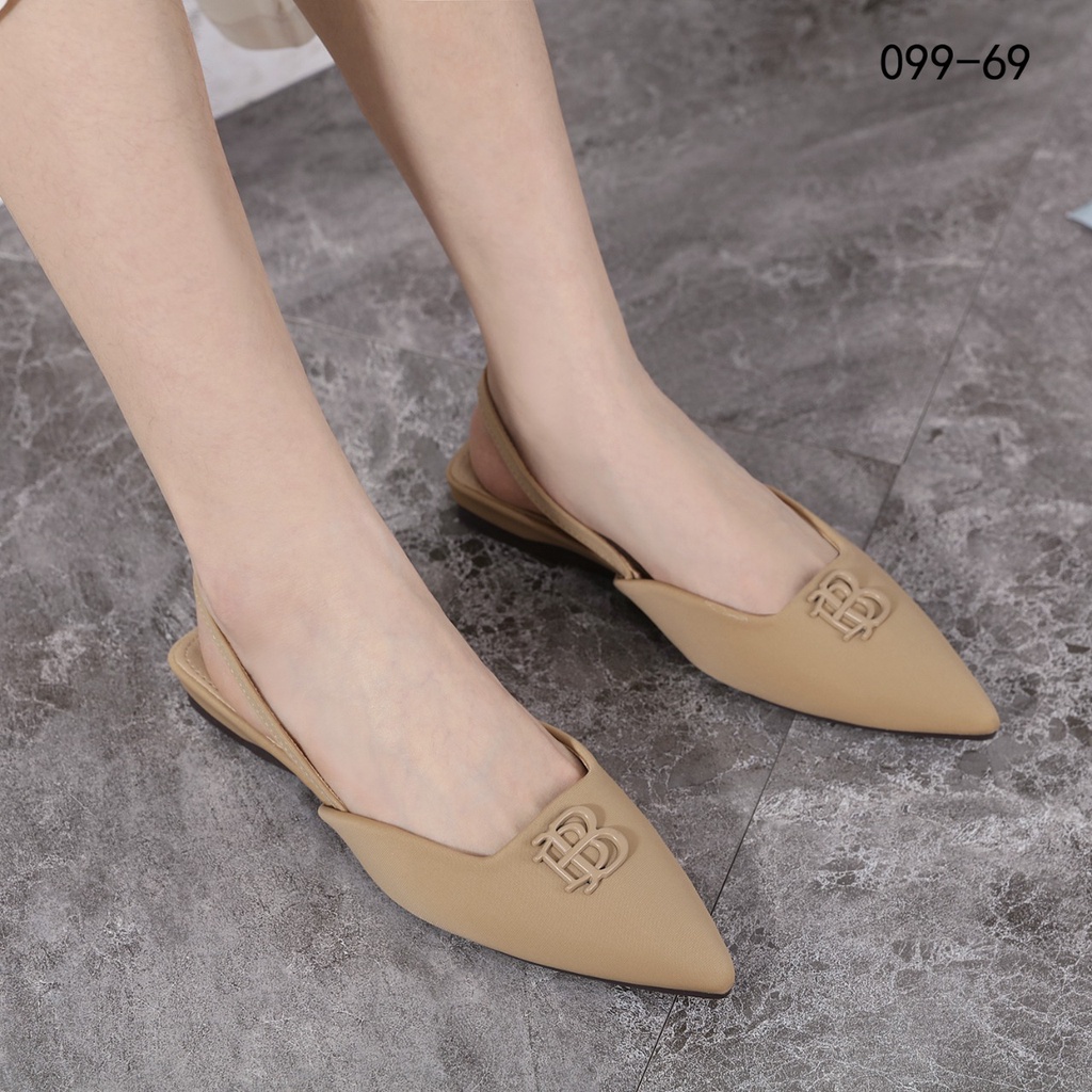 Bo Satin B-Logo Flat Shoes 099-69