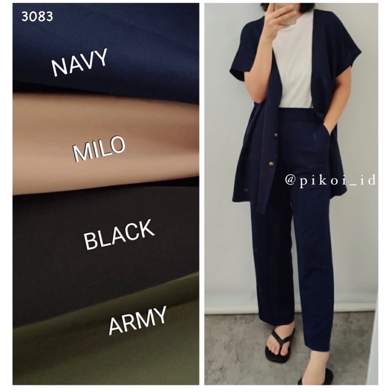 Celana highwaist premium polos / celana panjang wanita tinggi / Highwaist straight pant hitam 3083