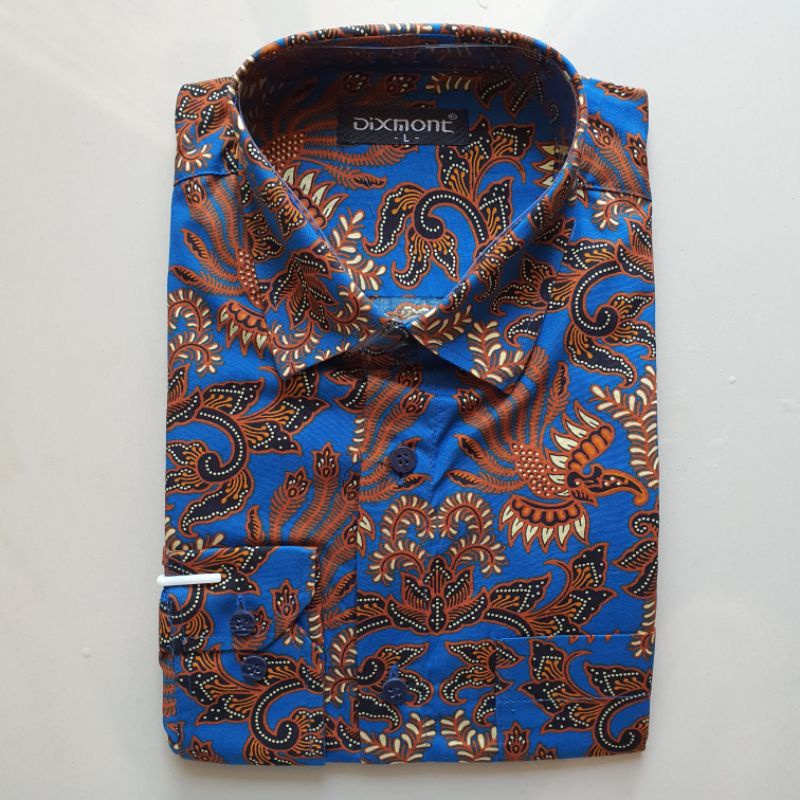 Kemeja Batik Pria Lengan Panjang BL15 Katun Modern Dixmont Semi Slimfit Premium