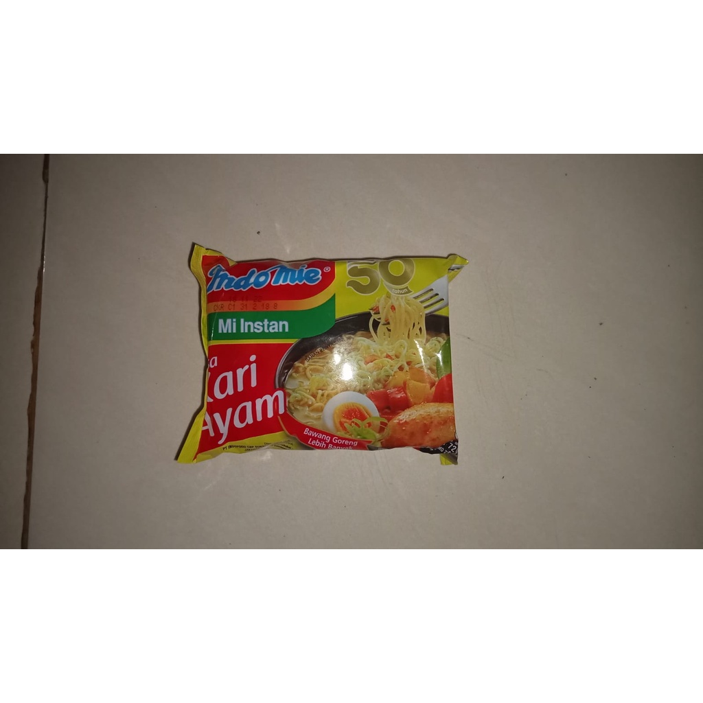

mie indomie kari ayam rasa sachet kemasan