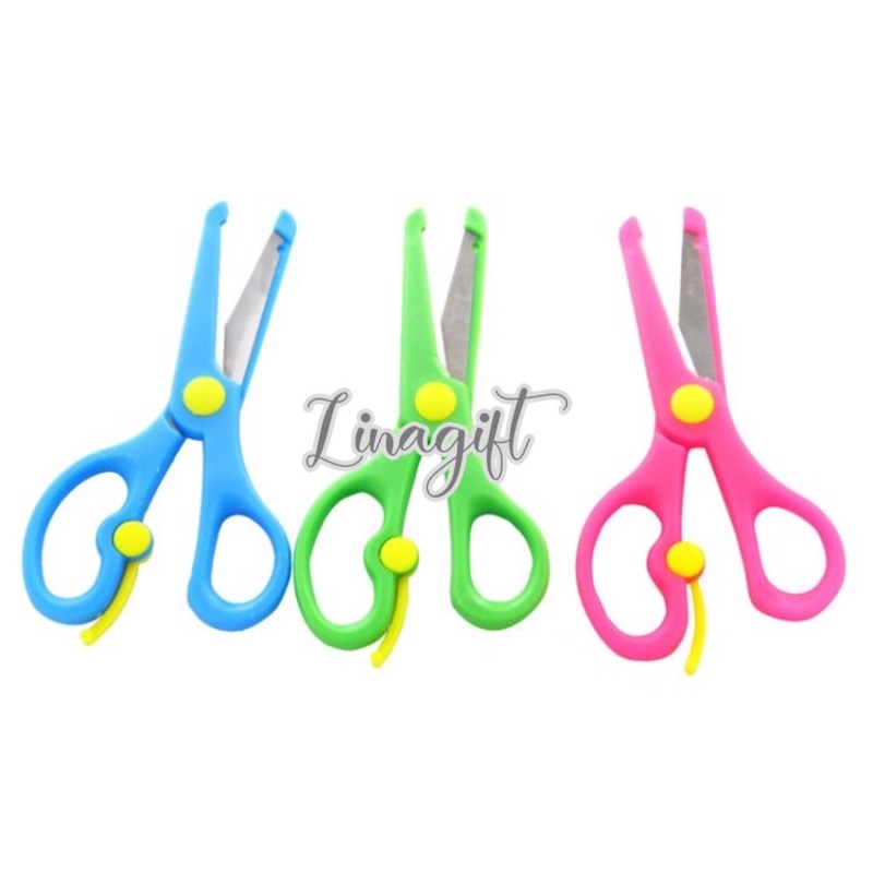 ( Ecer ) PLASTIC SAFETY SCISSOR - STAINLESS STEEL - GUNTING PLASTIK DG PENGAMAN STAINLESS ANAK MULTIGUNA - MEDIUM SIZE MURAH TAJAM TIDAK LANCIP AMAN - DIY PRAKARYA KERAJINAN TANGAN