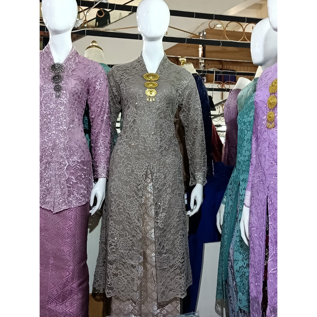 Satu setel kebaya moderen bahan tulle lengan panjang ukuran m l xl xxl-SET JEDAR