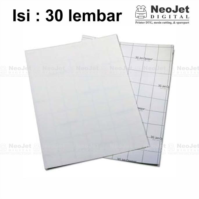 

TRANSFER PAPER KERTAS TRANSFER 3G OPAQUE A4 ISI 30 LEMBAR + BONUS XBV5615EA