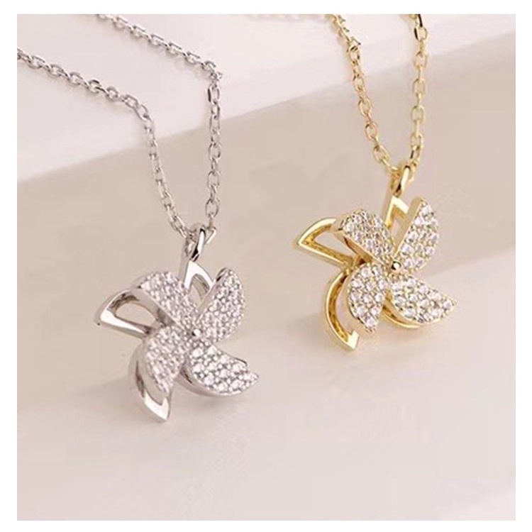 Japan and South Korea New Rotating Windmill Necklace INs Trend Simple and Wild Clavicle Chain Pendant Fashion Accessories Jewelry Gift
