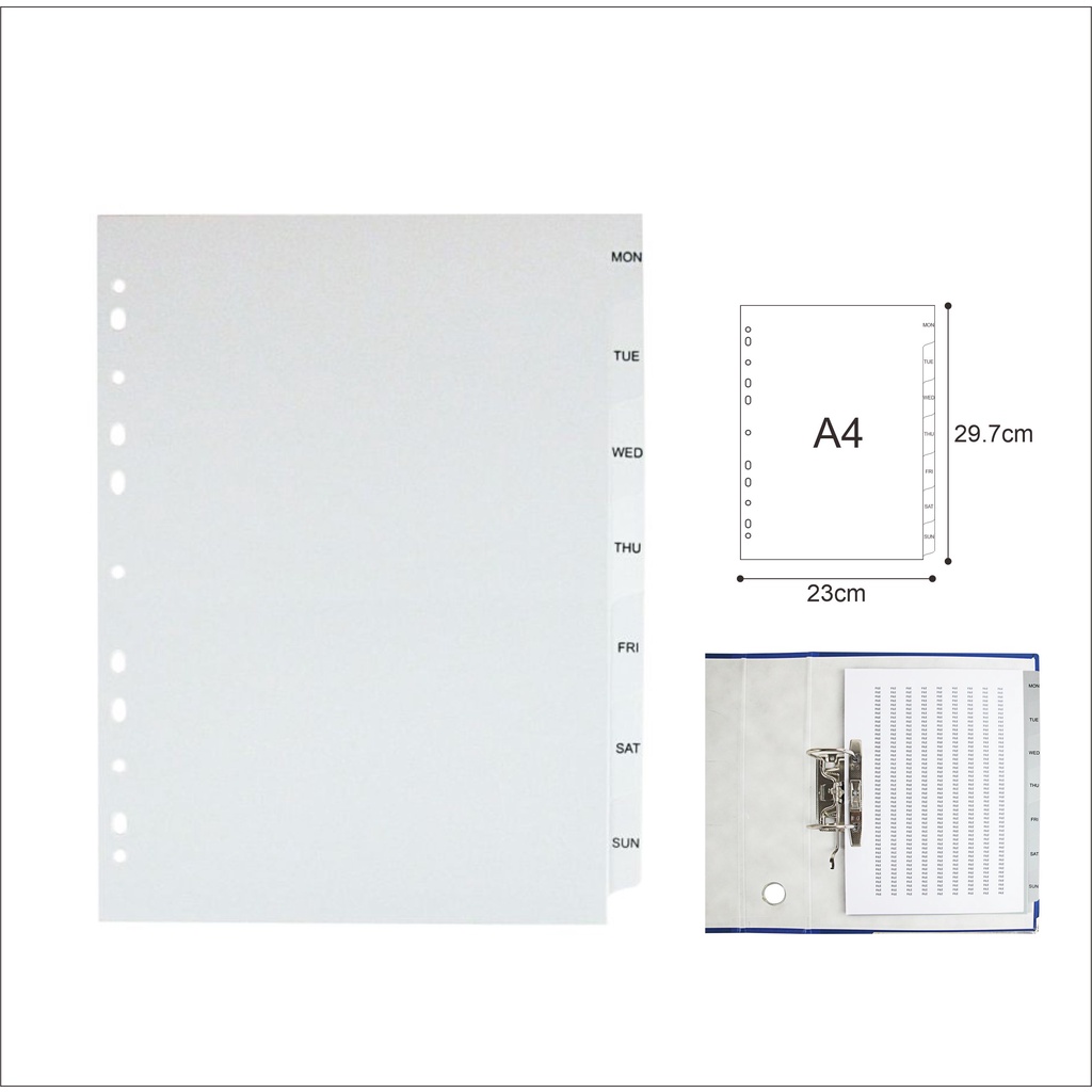 

Pembatas Binder A4 MON-SUN TABS / Odner Divider Index / File Divider Index EAGLE FILES