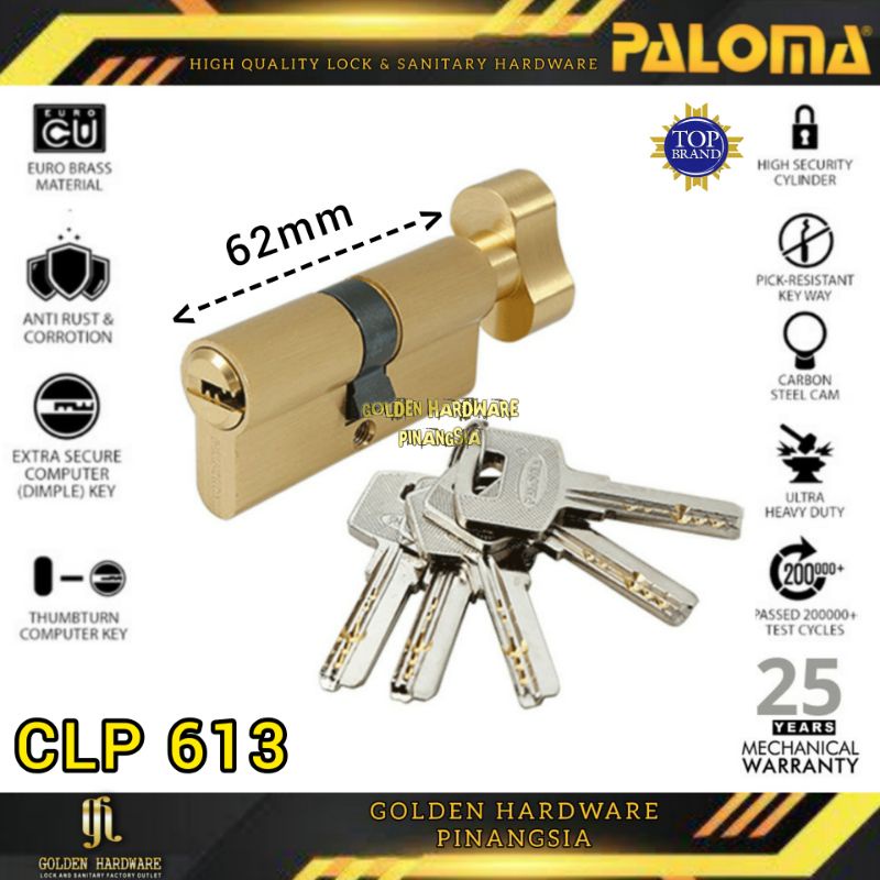 Kunci Pintu Paloma Cylinder Kunci Anak Kunci Silinder Kunci Cylinder Knob CLP 613 GP